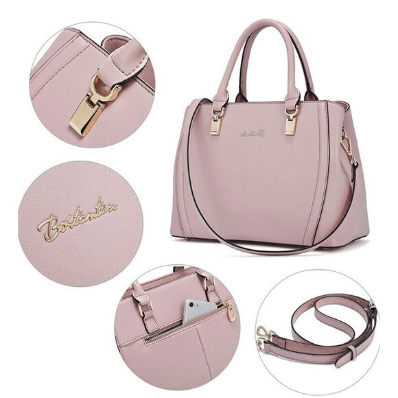 Bostanten Purse Pink Leather Classic Shoulder Cross Body shoulder Bag timeless - Picture 1 of 12